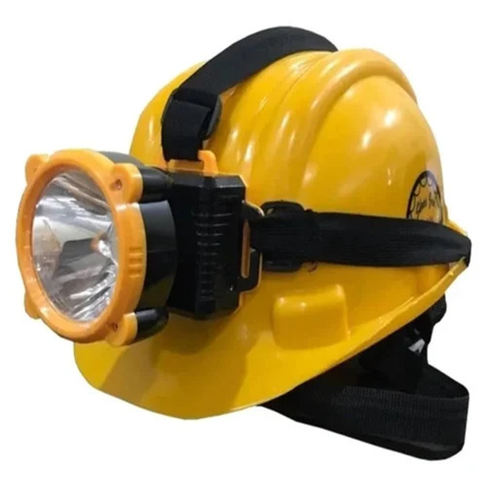 Yellow PVC Safety Helmet with Torch