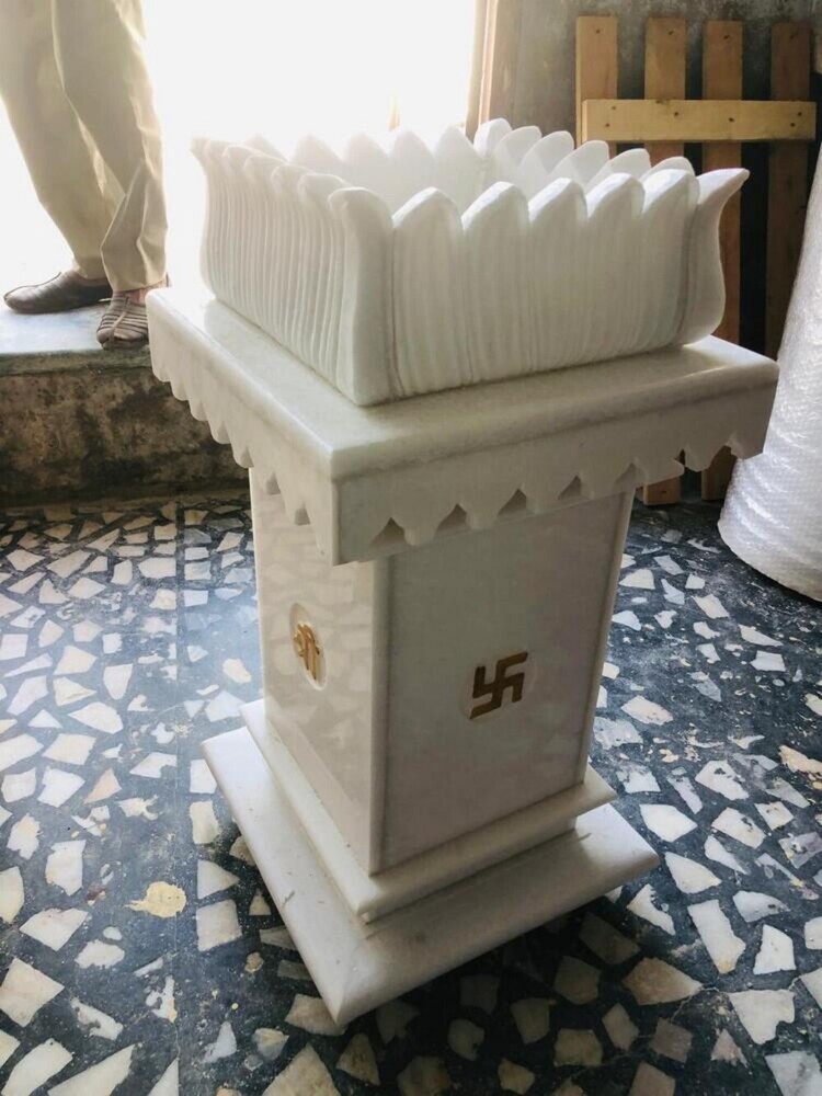 White Marble Tulsi Pot