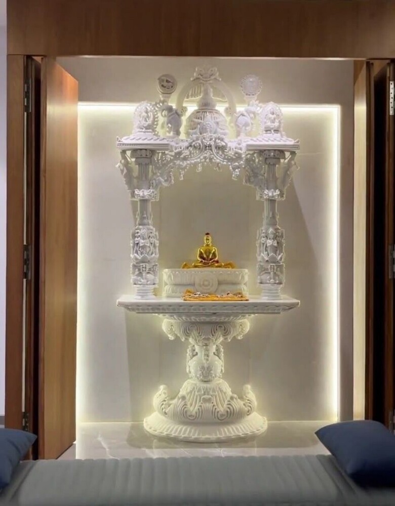 Indoor Carved White Marble Temple