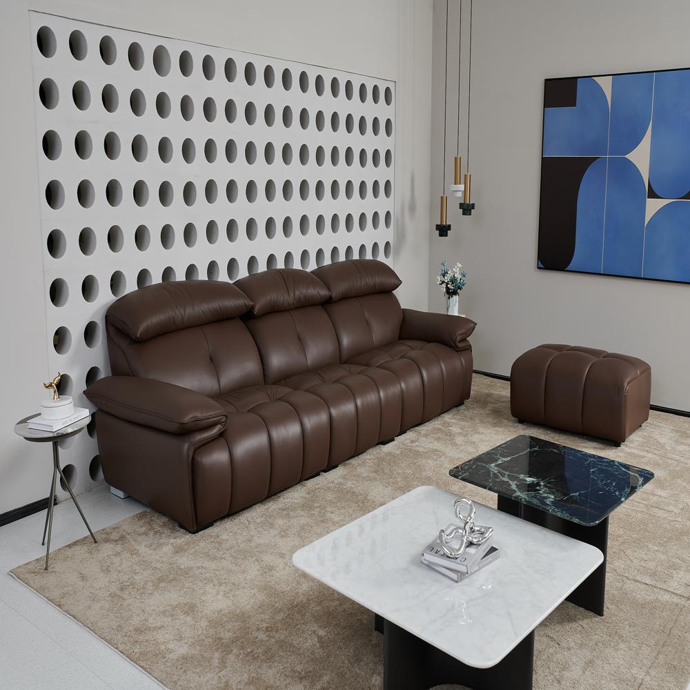 Modern Armrest High-Backed Leather Sofa