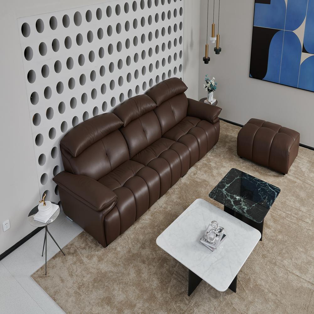 Modern Armrest High-Backed Leather Sofa