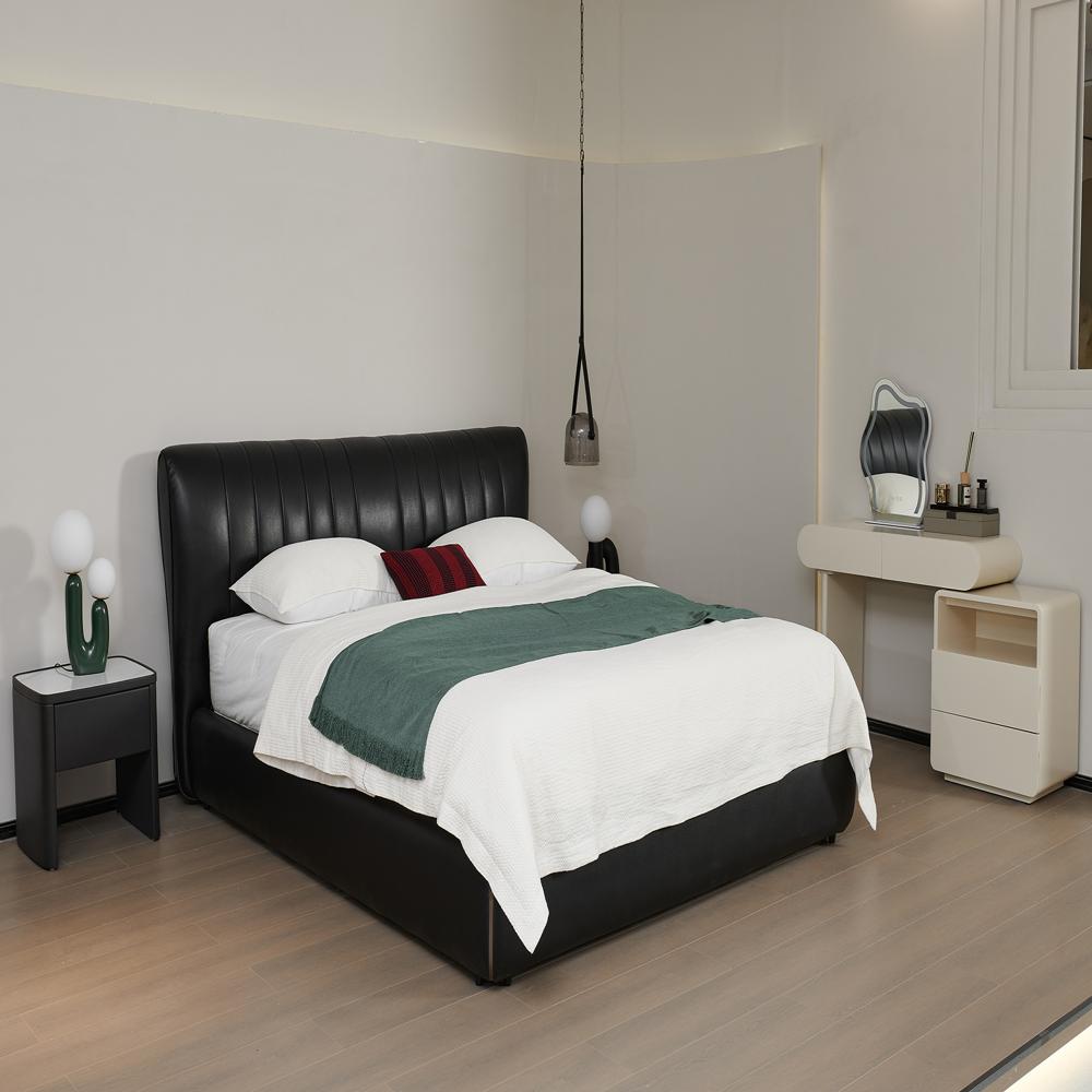 Modern Black Leather Bed