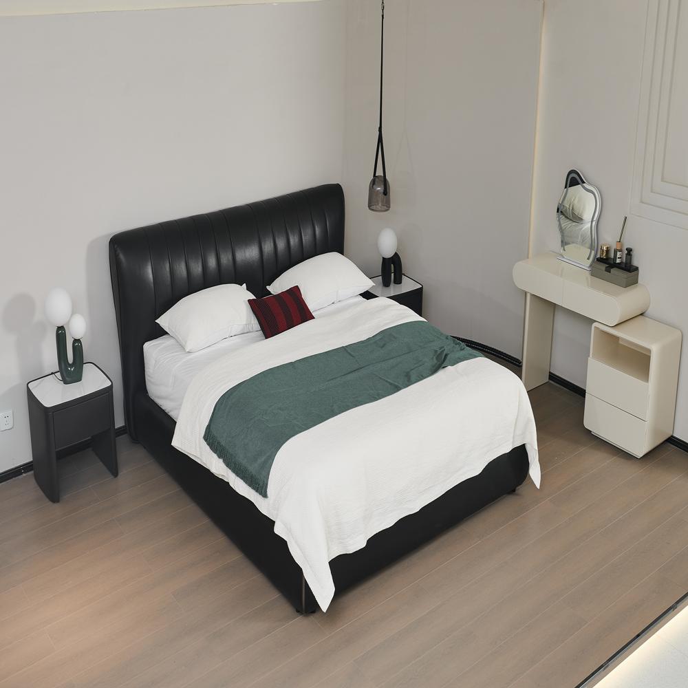 Modern Black Leather Bed