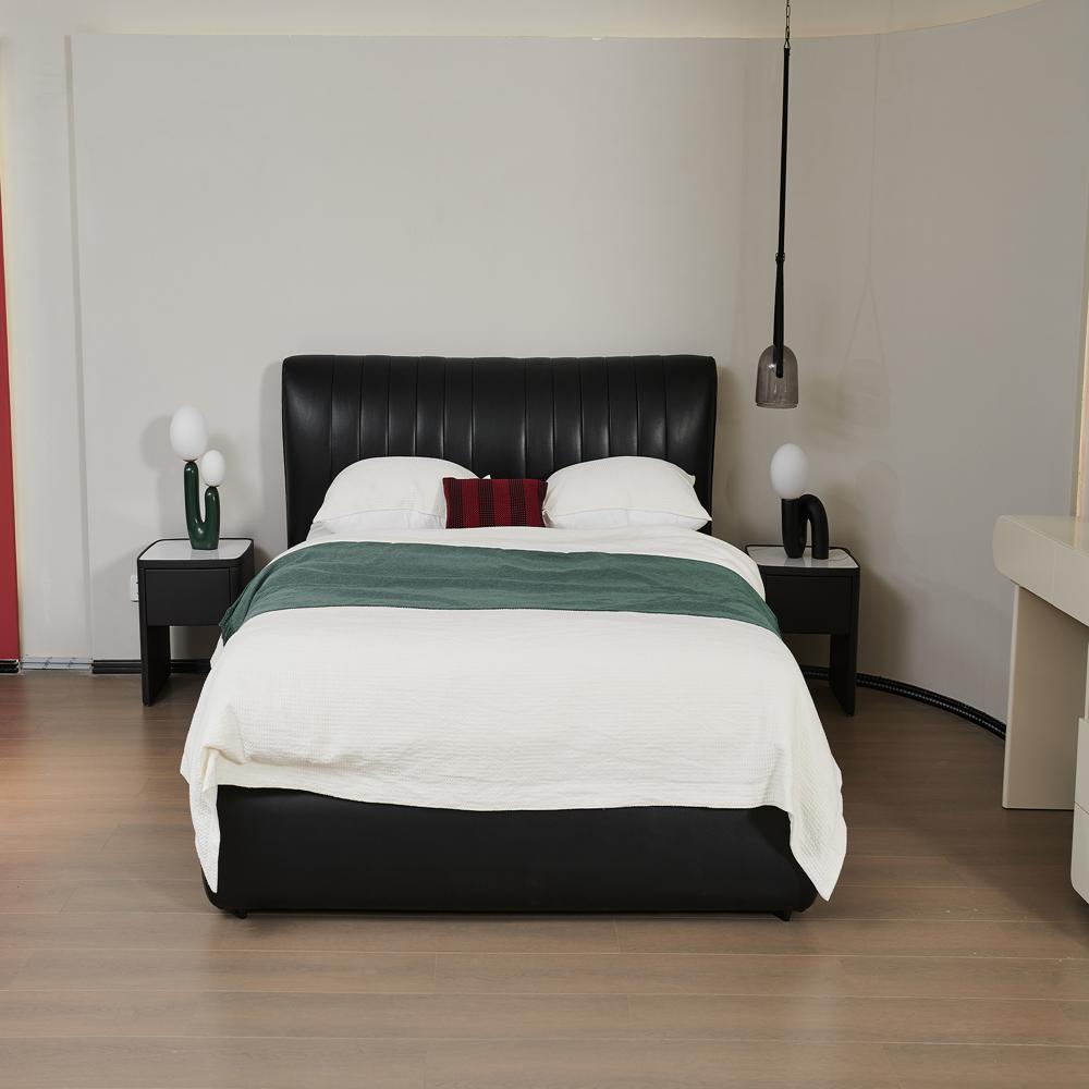 Modern Black Leather Bed