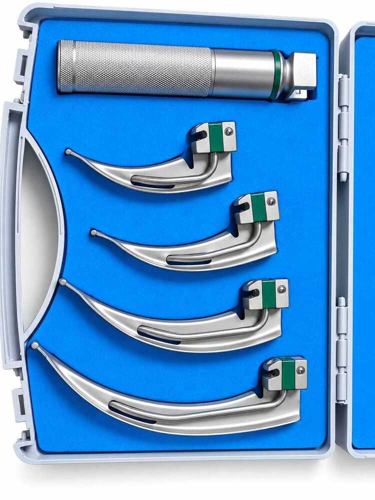 Laryngoscope Adult Fiber Optic 4 Blades Set