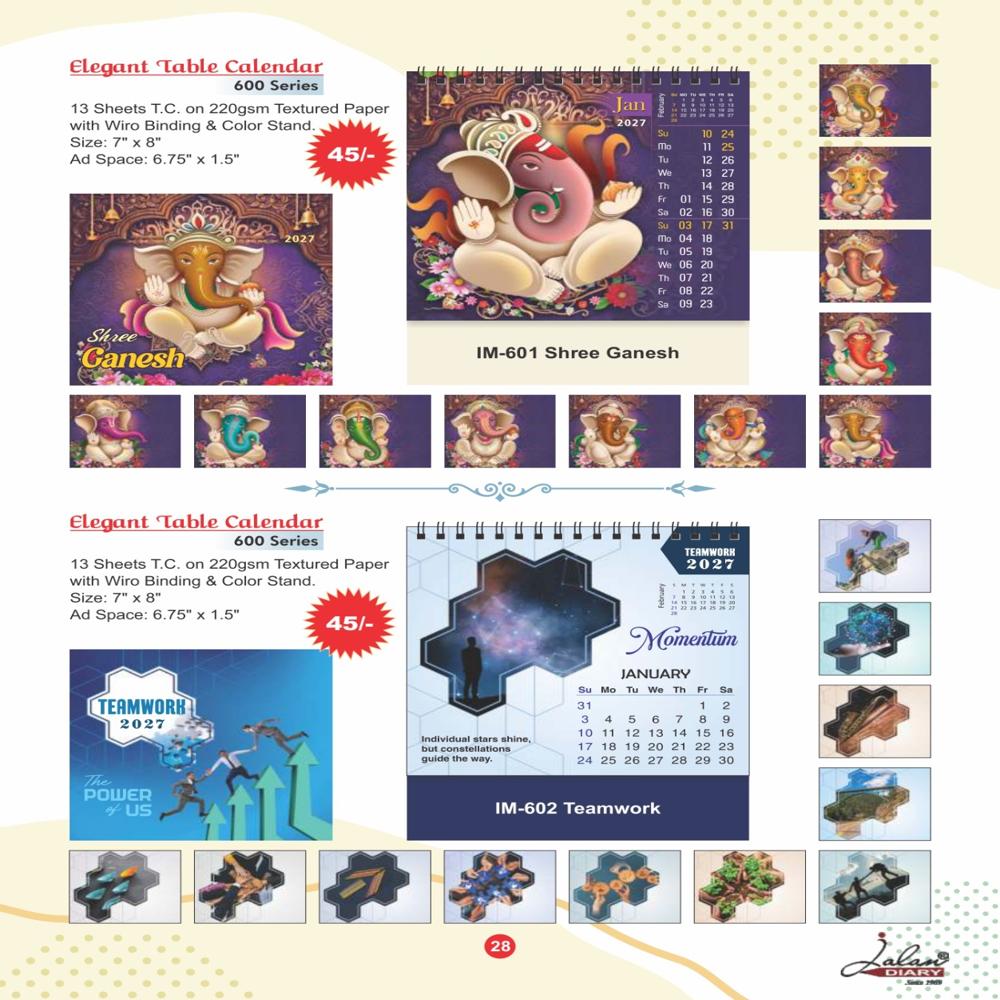 Jalan IM-601 Elegant Table Calender