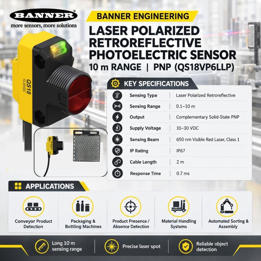 Banner QS18VP6LLP Laser Photoelectric Sensor
