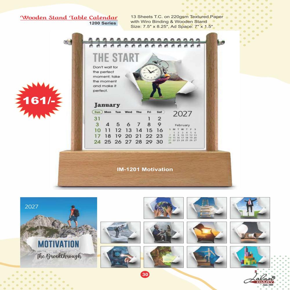 Jalan IM-1201 Wooden Stand Table Calendar
