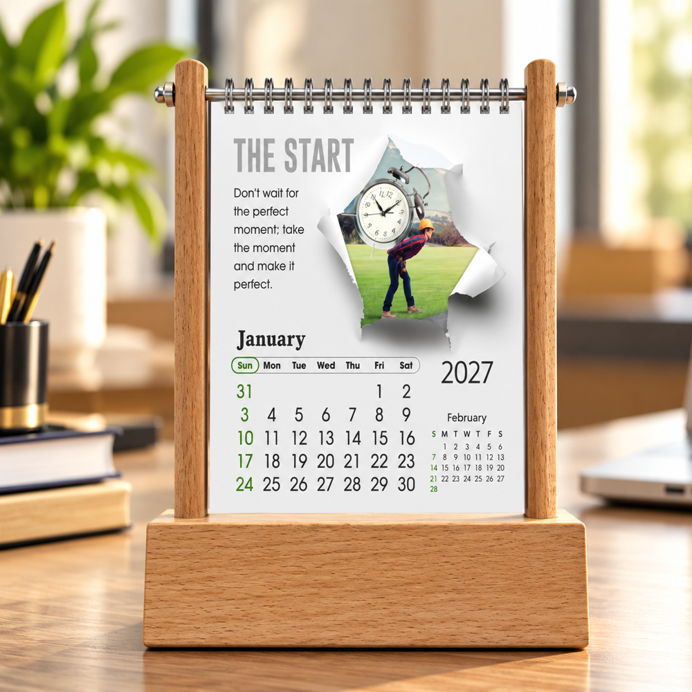 Jalan IM-1201 Wooden Stand Table Calendar