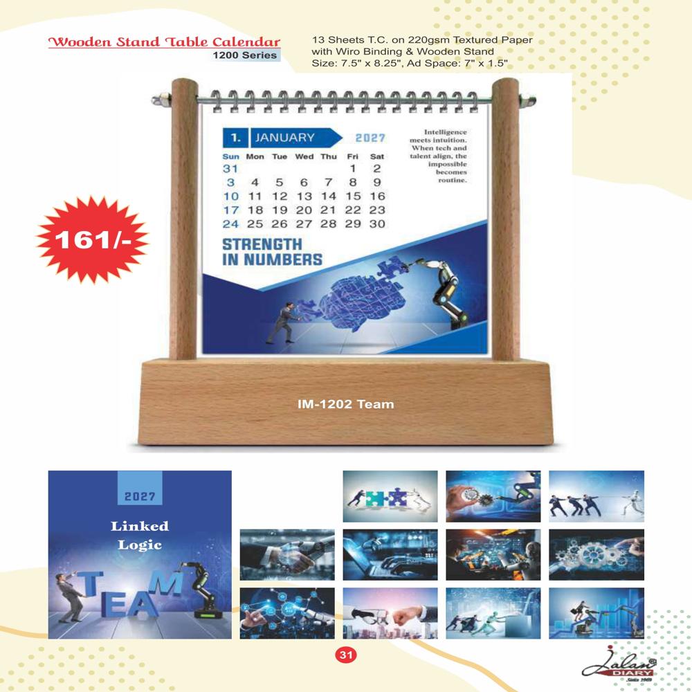 Jalan IM-1202 Wooden Table Calendar