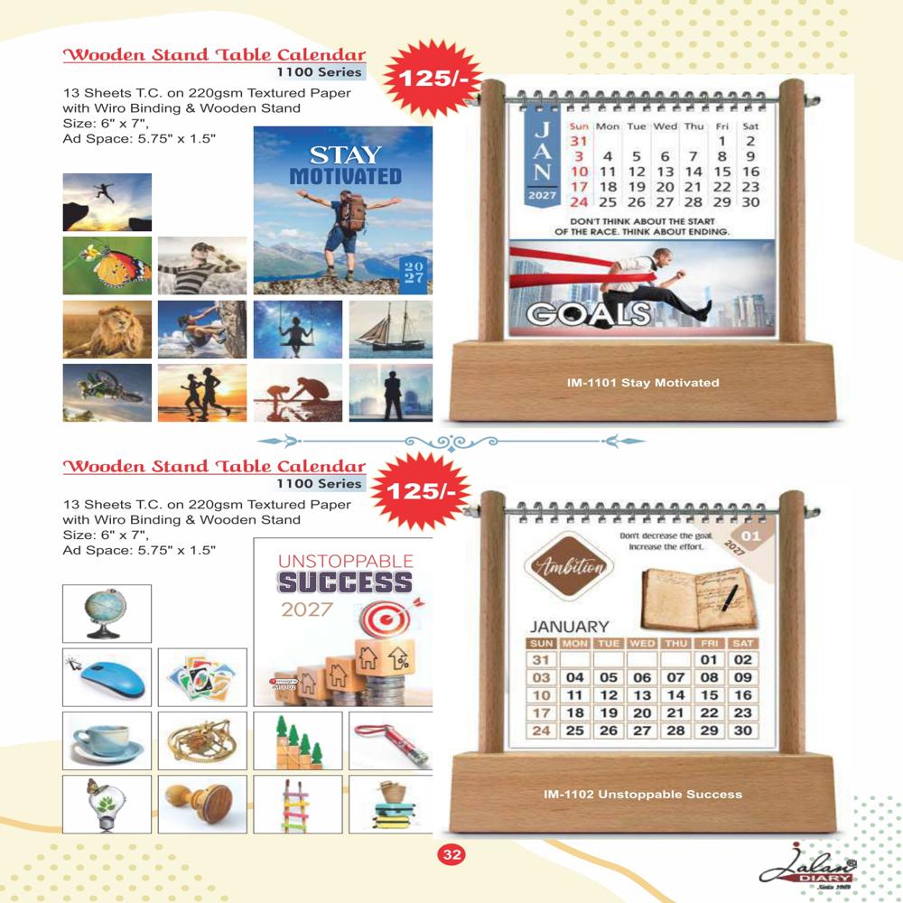 Jalan IM-1101 Wooden Table Calendar