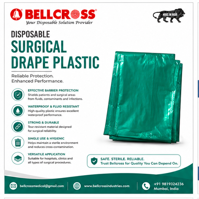 Plastic Sheet - High Quality Plastic, 100 X 140 Cm, Blue Color | Sterile Individual Packing, Manual Operation, Portable Design