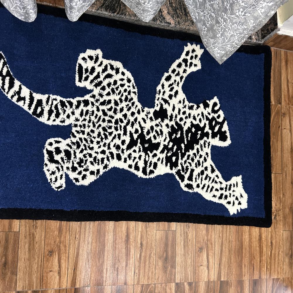 Leopard Print Animal Rug Handmade Custom Area Rug for Home Decor
