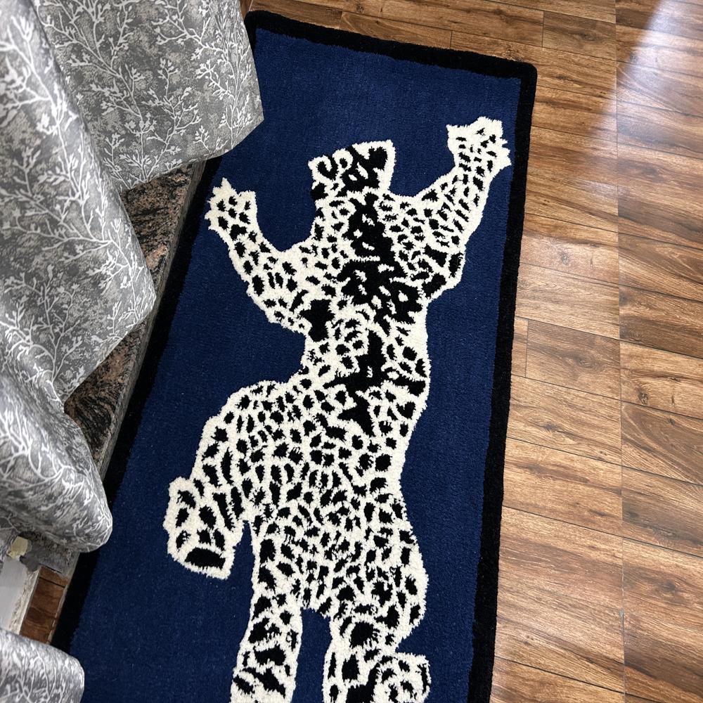 Leopard Print Animal Rug Handmade Custom Area Rug for Home Decor