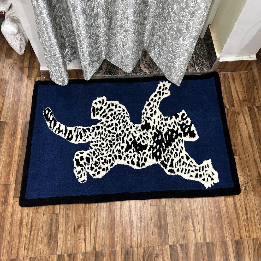 Leopard Print Animal Rug Handmade Custom Area Rug for Home Decor
