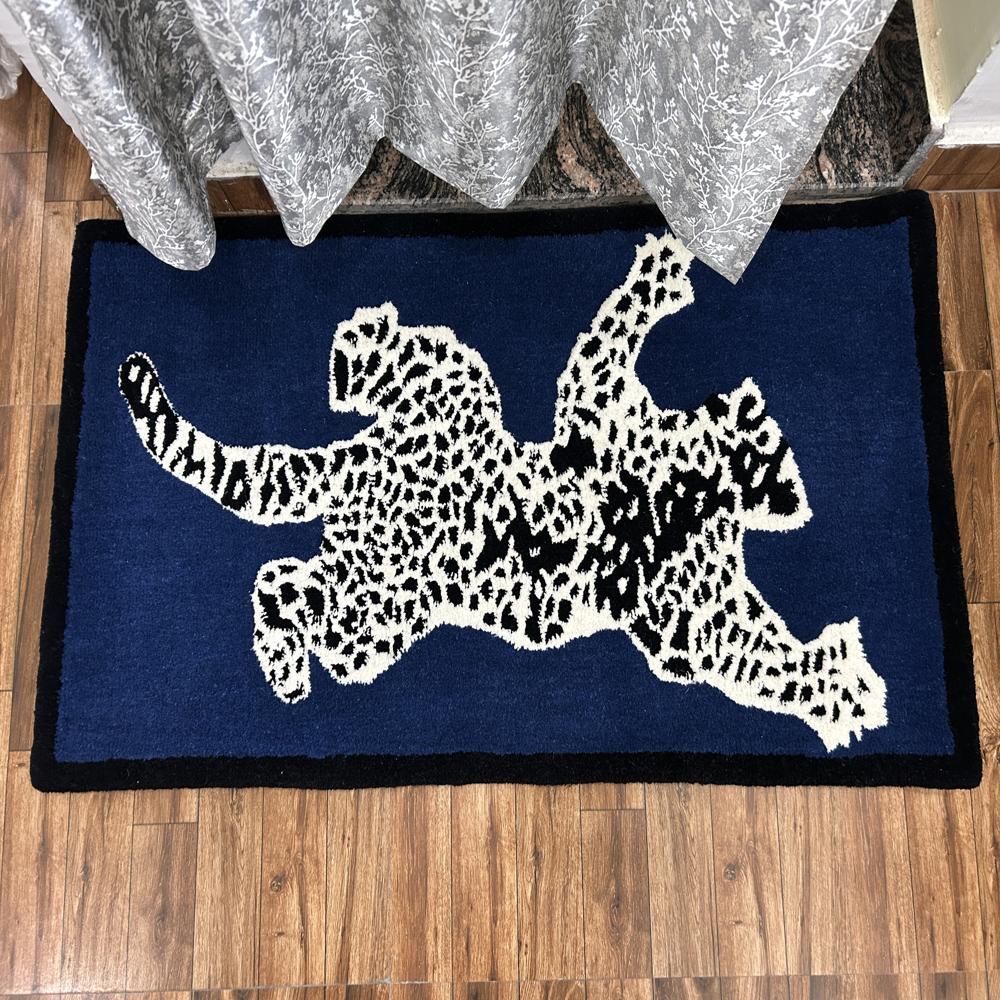 Leopard Print Animal Rug Handmade Custom Area Rug for Home Decor