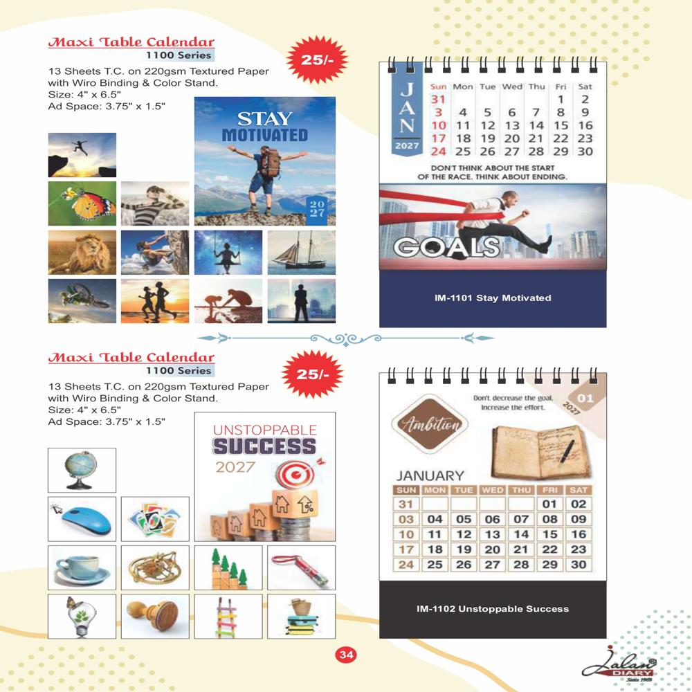 Jalan IM-1101 Maxi Table Calendar