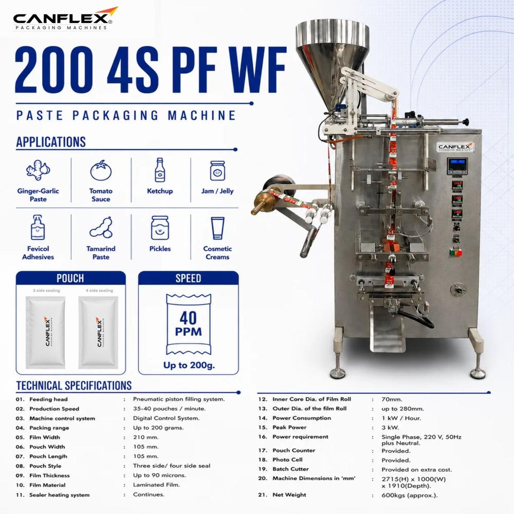 Sauce Packing Machine - Stainless Steel, Gray, 260 Kg | Automatic, Highly Efficient, Less Power Consumable, Rust Proof, 1-year Warranty, Electric Drive