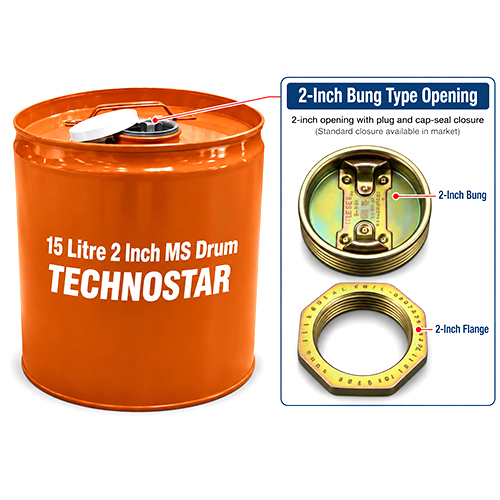 15 Ltr 2 Inch Ms Drum - Color: Red