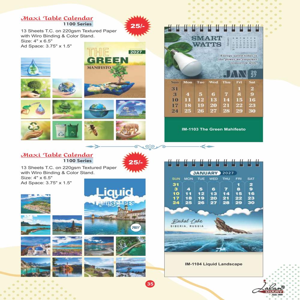 Jalan IM-1103 Maxi Table Calendar 