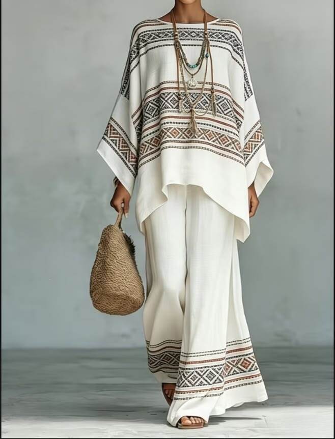 Relaxed Fit Lilen Two Piece Casual Wear Vacation Wear