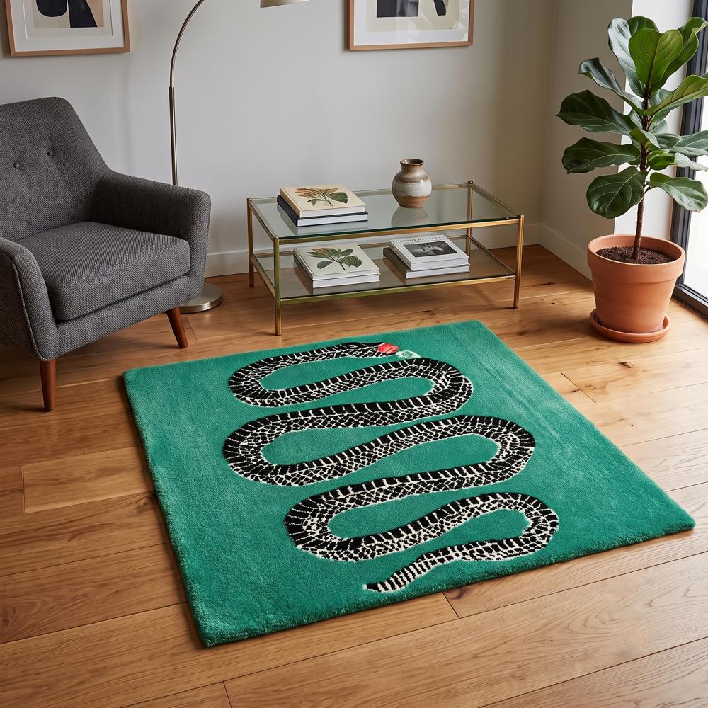Snake Shape Hand Tufted Wool Rug Custom Animal Area Rug