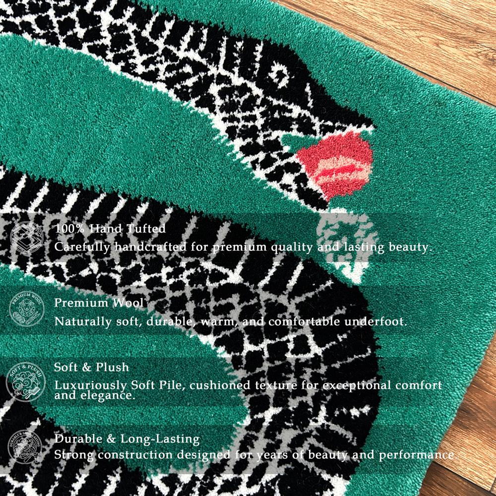 Snake Shape Hand Tufted Wool Rug Custom Animal Area Rug