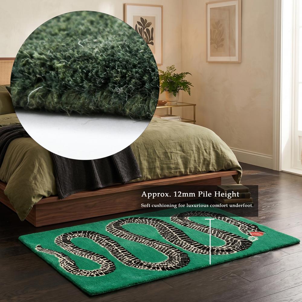 Snake Shape Hand Tufted Wool Rug Custom Animal Area Rug