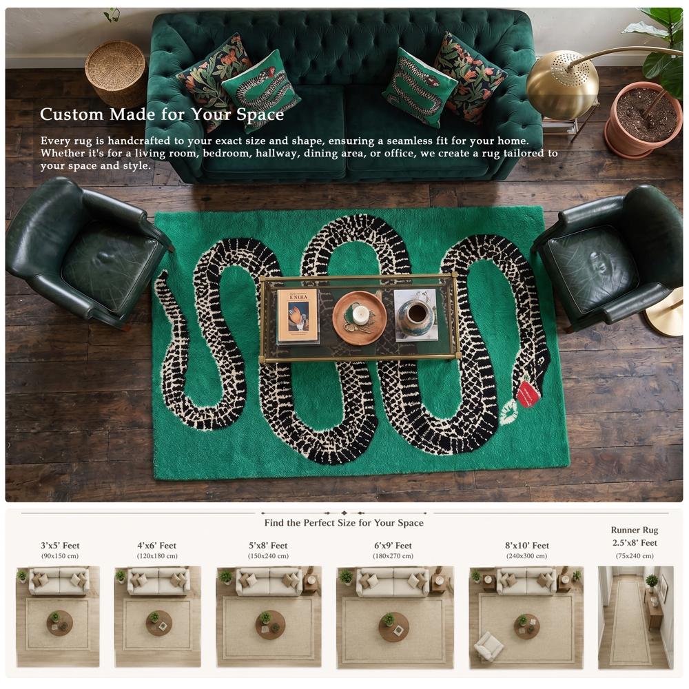Snake Shape Hand Tufted Wool Rug Custom Animal Area Rug
