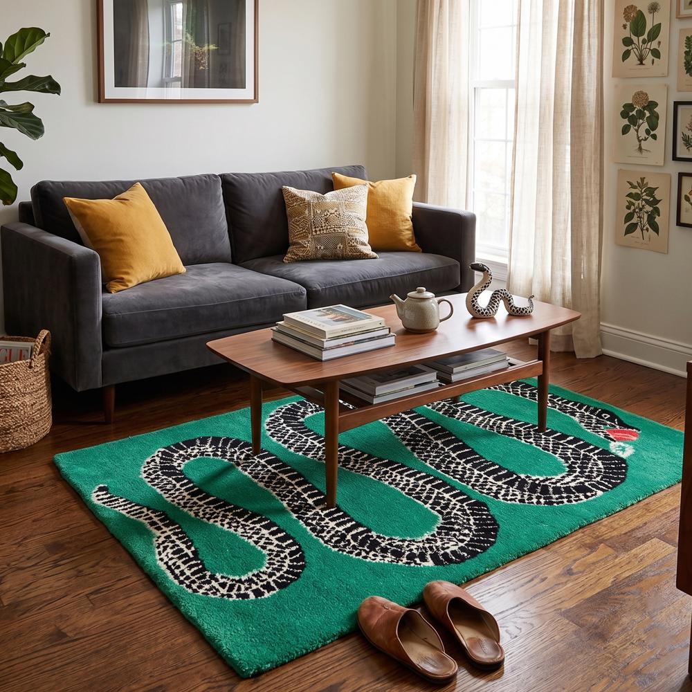 Snake Shape Hand Tufted Wool Rug Custom Animal Area Rug