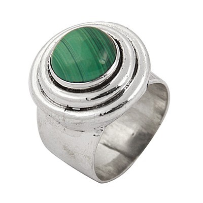 सरल मैलाकाइट रत्न चांदी की अंगूठी