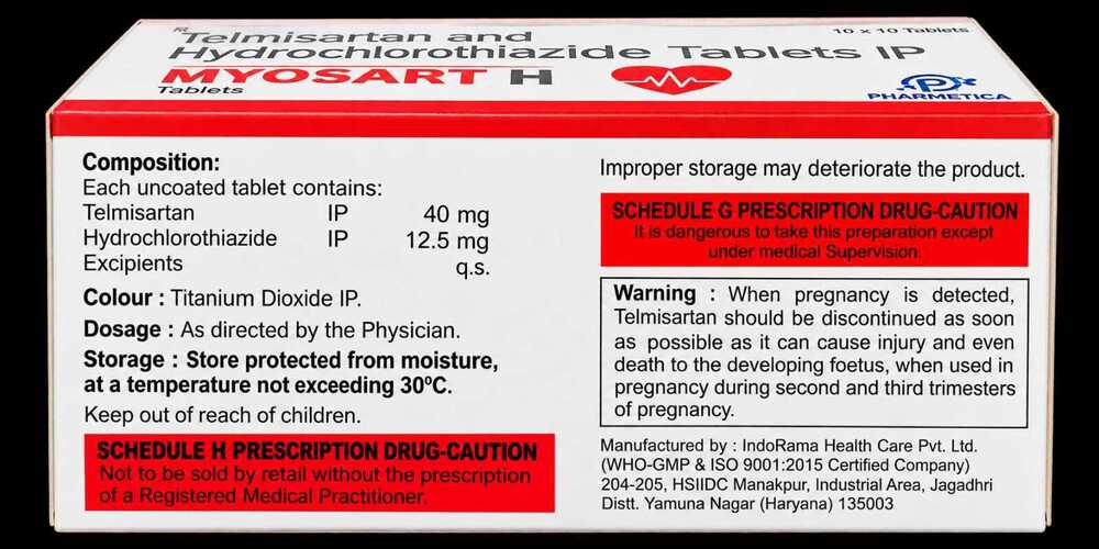 Myosart H Tablets - Storage Instructions: Dry Place