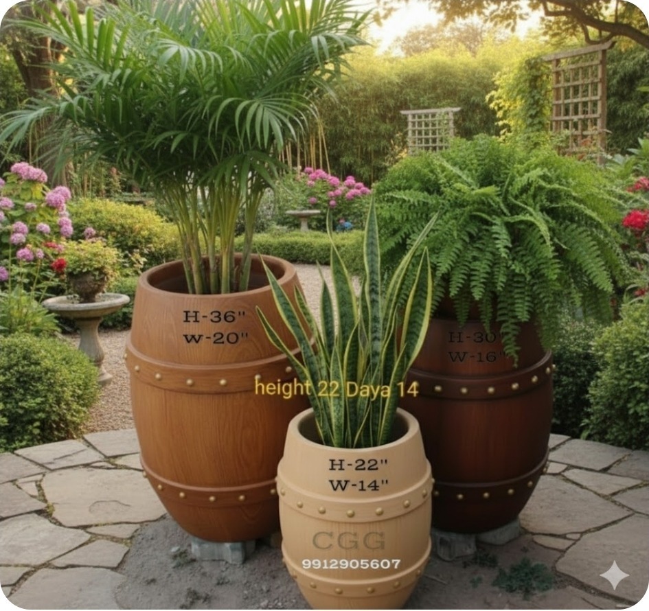 Cement Flower Pot - Color: White