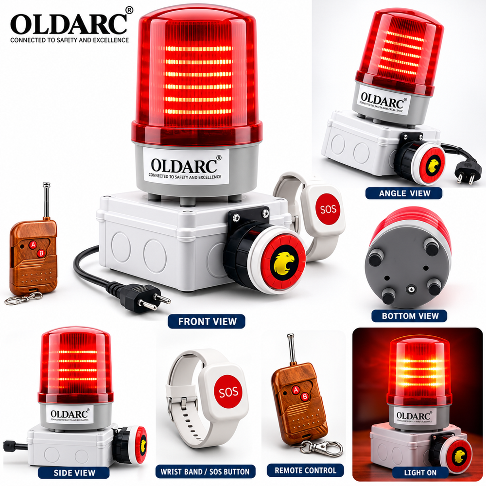 OldArc Help Alert RSX  Remote Panic Alarm with Flashing Light + SOS Watch, Panic Button for Elderly | Emergency Light Alert 130db Loud Siren | 50m Remote Control Personal Alarm for Old People Home