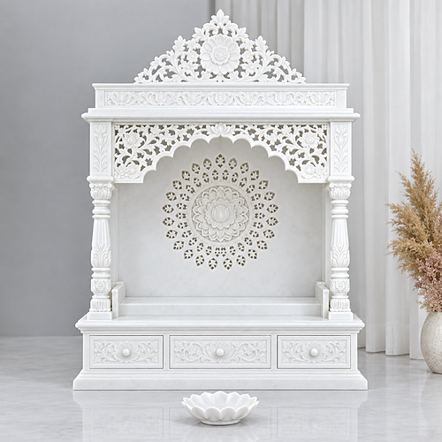 Vastu Compliant Marble Temple - Color: White