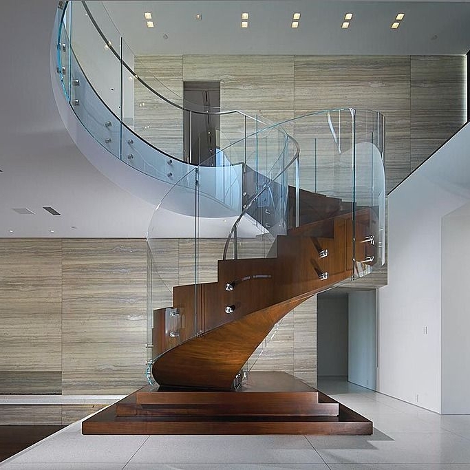 Customized Glass Bend Staircase