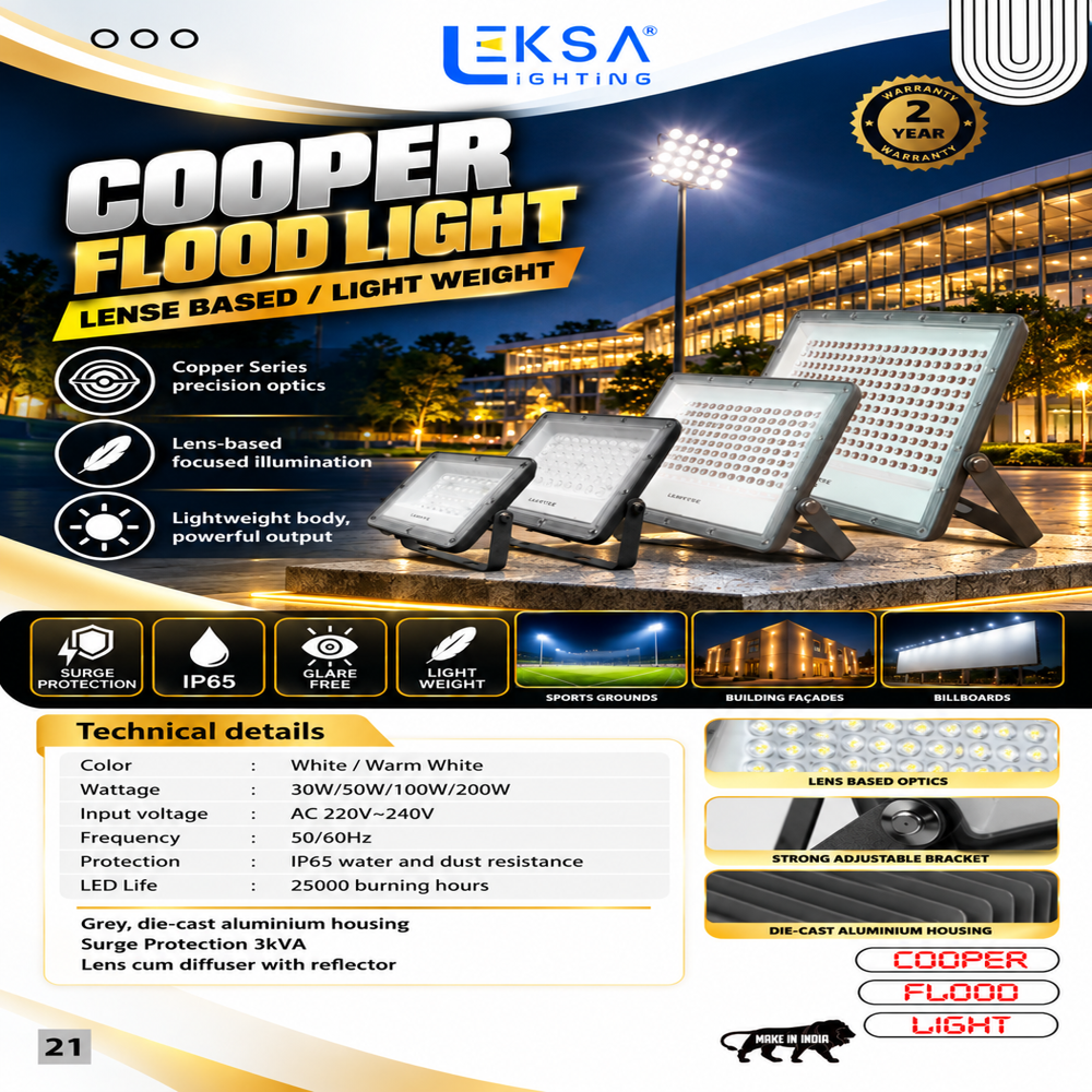 Lense Based Cooper Flood Light - Application: Outdoor Illumination