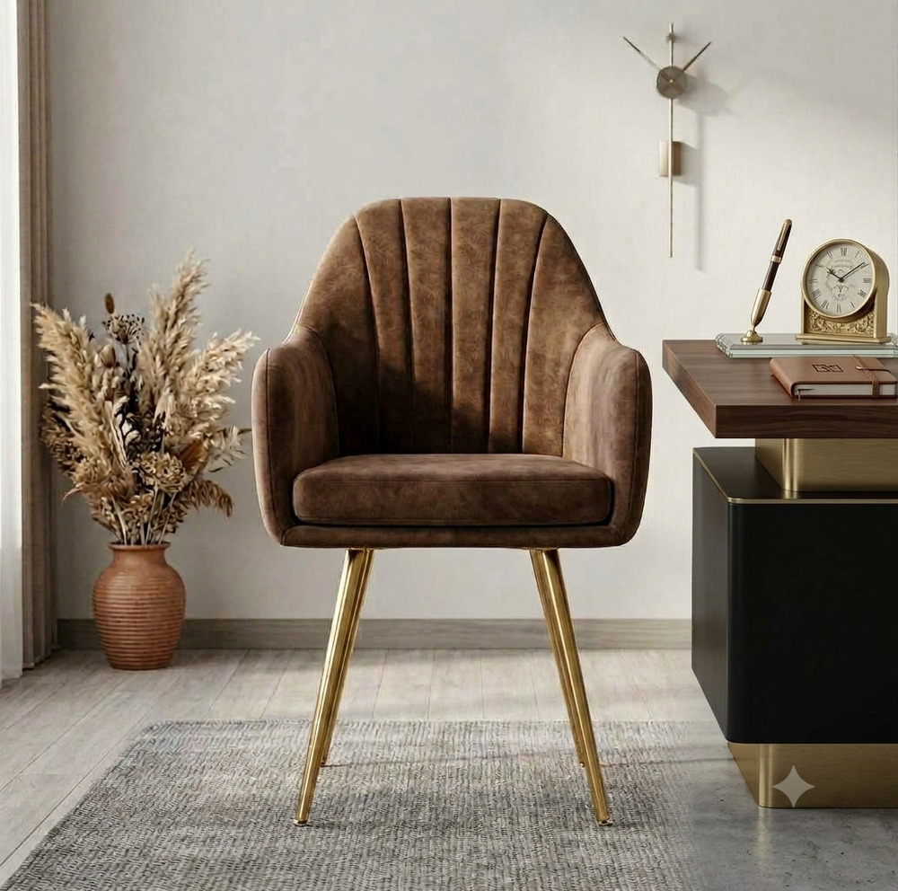 Brown Velvet Accent Chair