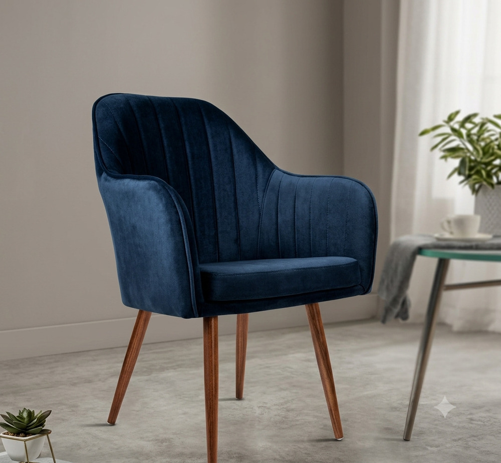 Navy Blue Velvet Accent Chair
