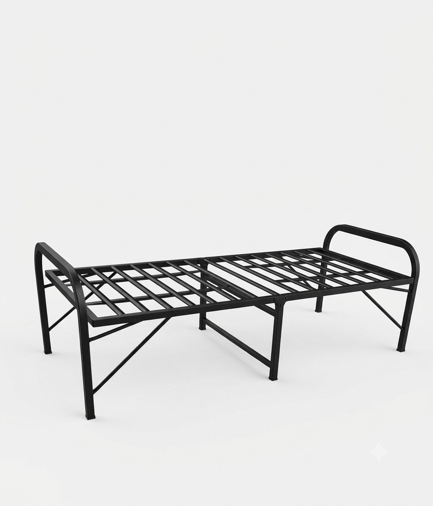Black Metal Folding Single Bed Frame