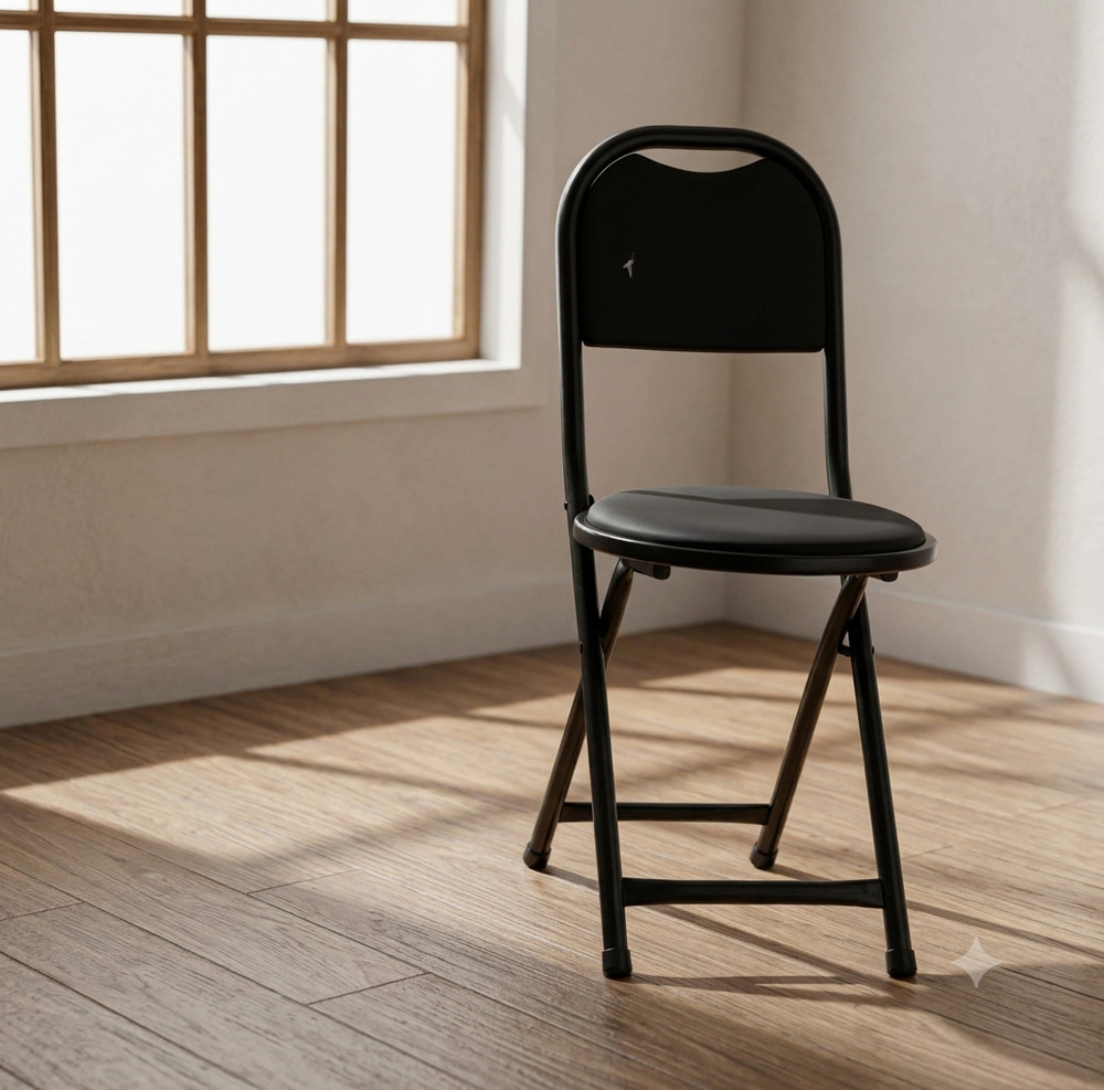 Portable Black Metal Folding Chair