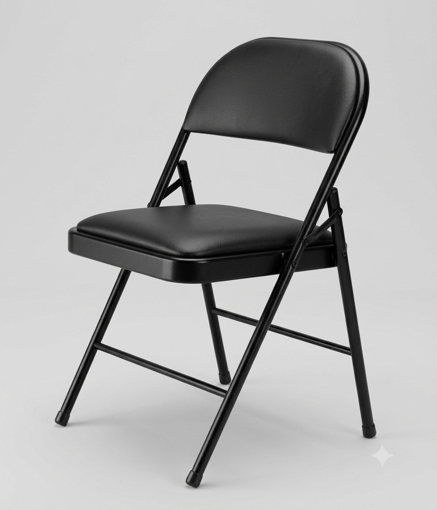Sleek Black Metal Folding Chair