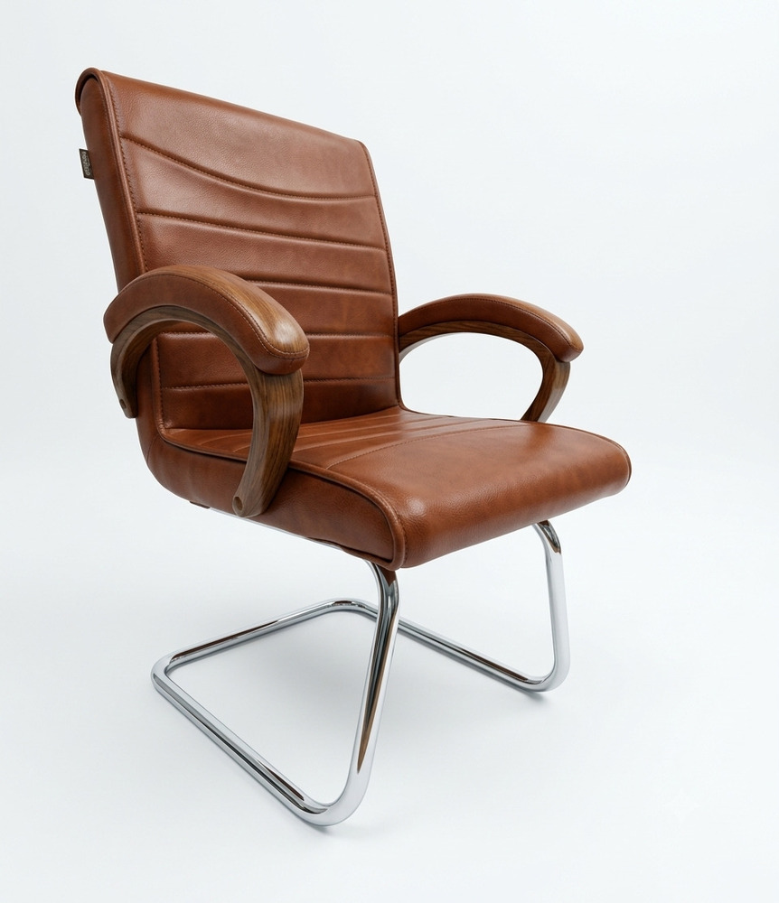 Brown Leatherette Executive Office Visitor Chair