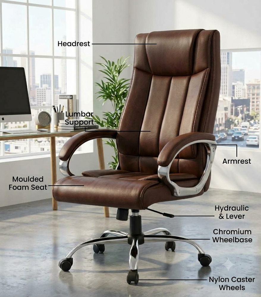 High Back Brown Leatherette Chair