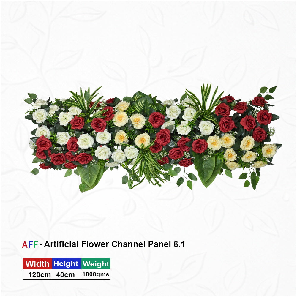 Artificial Flower Factory - Crimson Heritage Classic Red & Cream Rose Channel Panel