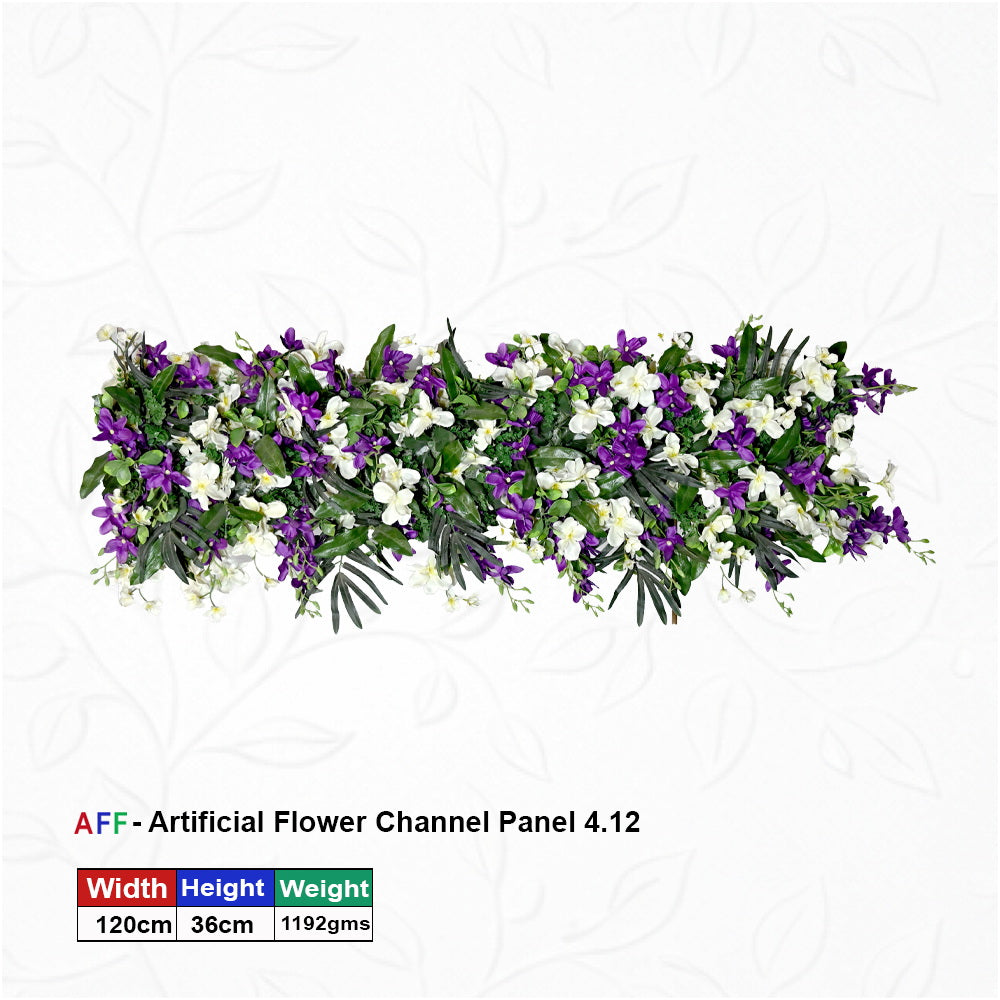 AFF Artificial Purple & White Floral Channel Panel Runner (120 cm 36 cm / 1192g)