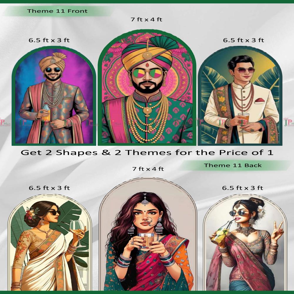 Premium Reversible Regal Pop Art & Desi Swag Arch Set (3 Pcs) Modern Royalty & Vibrant Heritage Collection