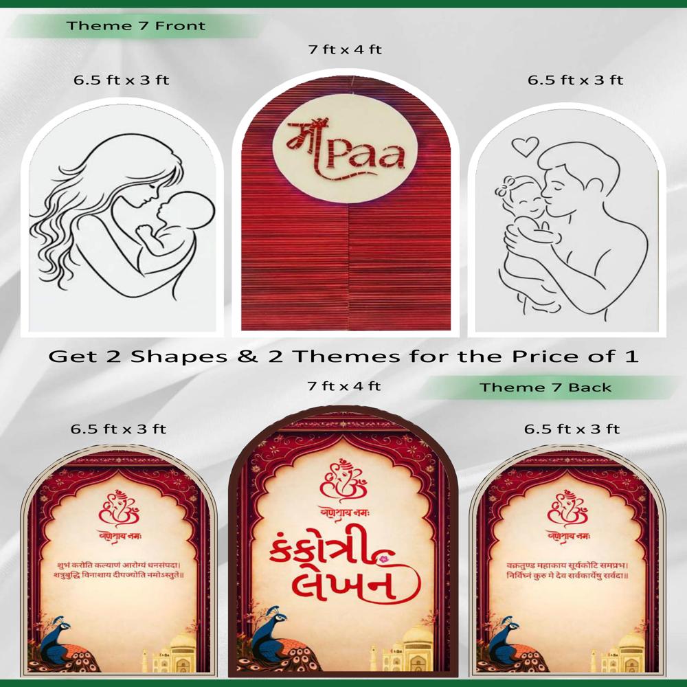 Premium Reversible Family & Kankotri Arch Set (3 Pcs) - Maa-Paa Tribute & Traditional Wedding Invitation Collection