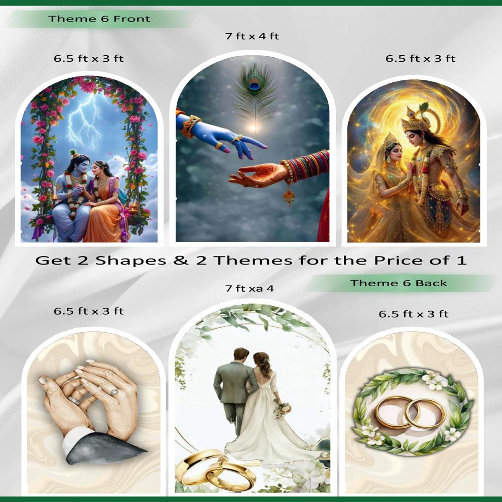 Premium Reversible Eternal Union Arch Set (3 Pcs) - Divine Radha Krishna & Modern Wedding Collection