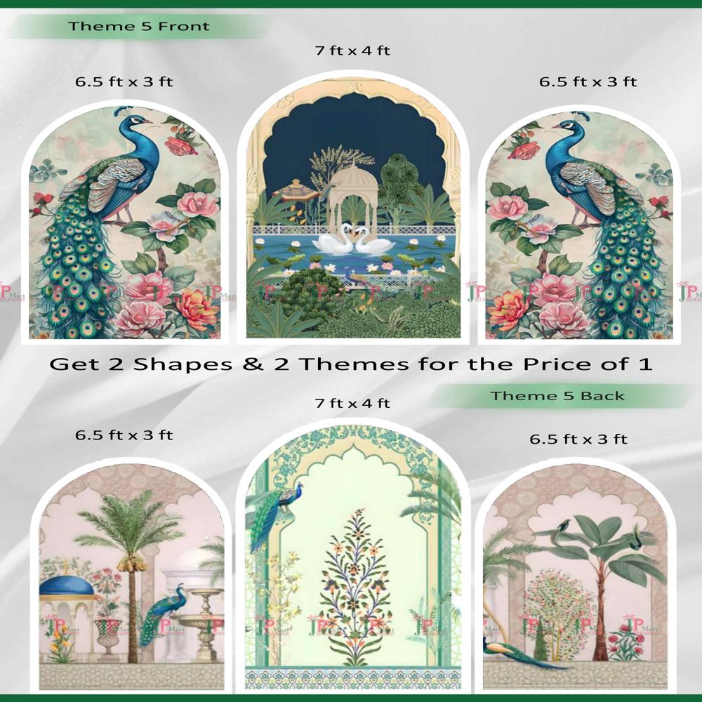 Premium Reversible Mughal Garden Arch Set (3 Pcs) - Royal Peacock & Heritage Pichwai Collection
